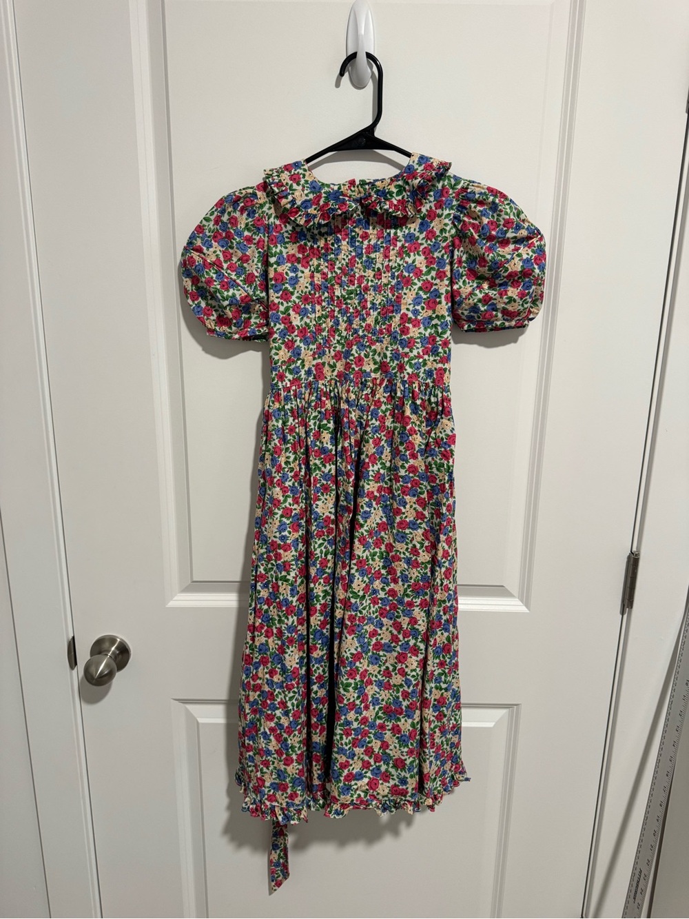 Vintage Mousefeathers Girls Floral Puff-Sleeve Casual Dress - Pink Multi